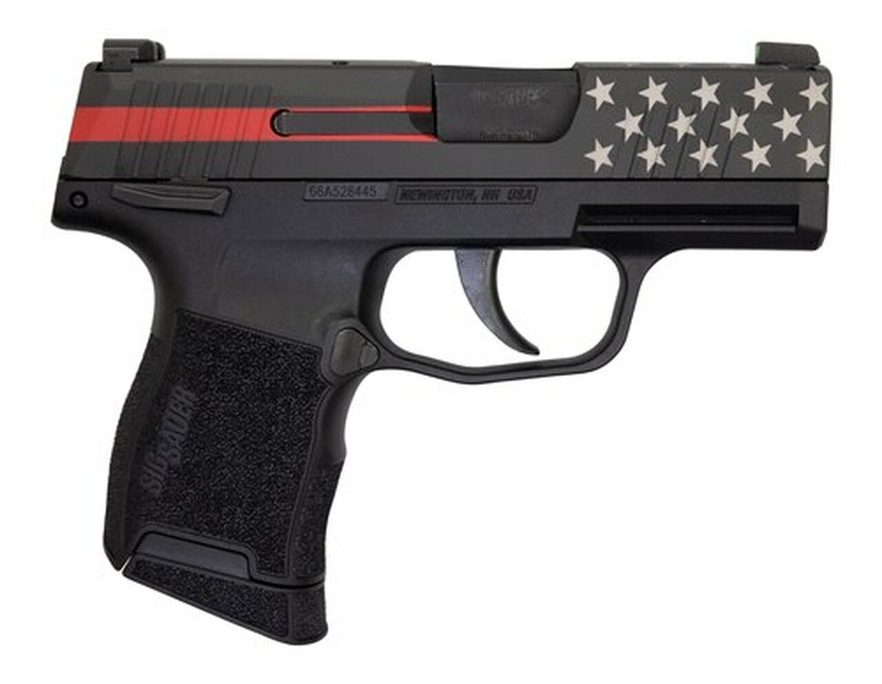 Sig P365 9mm, 3″ Barrel, XRay3 Night Sights, Manual Safety, Red Line Firefighter, 10rd
