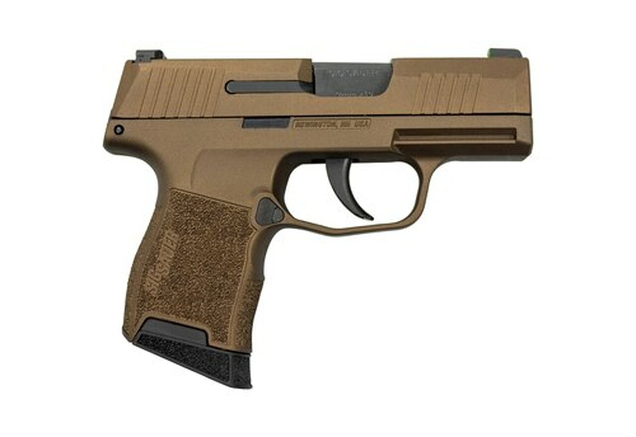 Sig P365 Burnt Bronze 9mm, 3″ Barrel, Sig XRay3 Night Sights, 10rd Mag