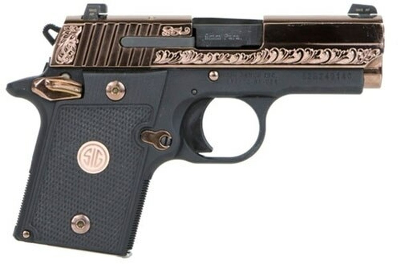 Sig P938, 9mm, 3″, 6rd, SIGLITE NS, Ambidextrous Safety, Rose Gold
