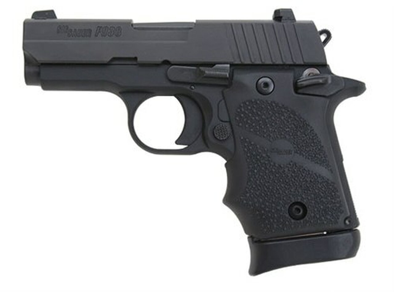 Sig P938 9MM 3IN Nitron Black SAO Siglite Black Rubber Grip (1) 7RD Steel MAG Ambi Safety