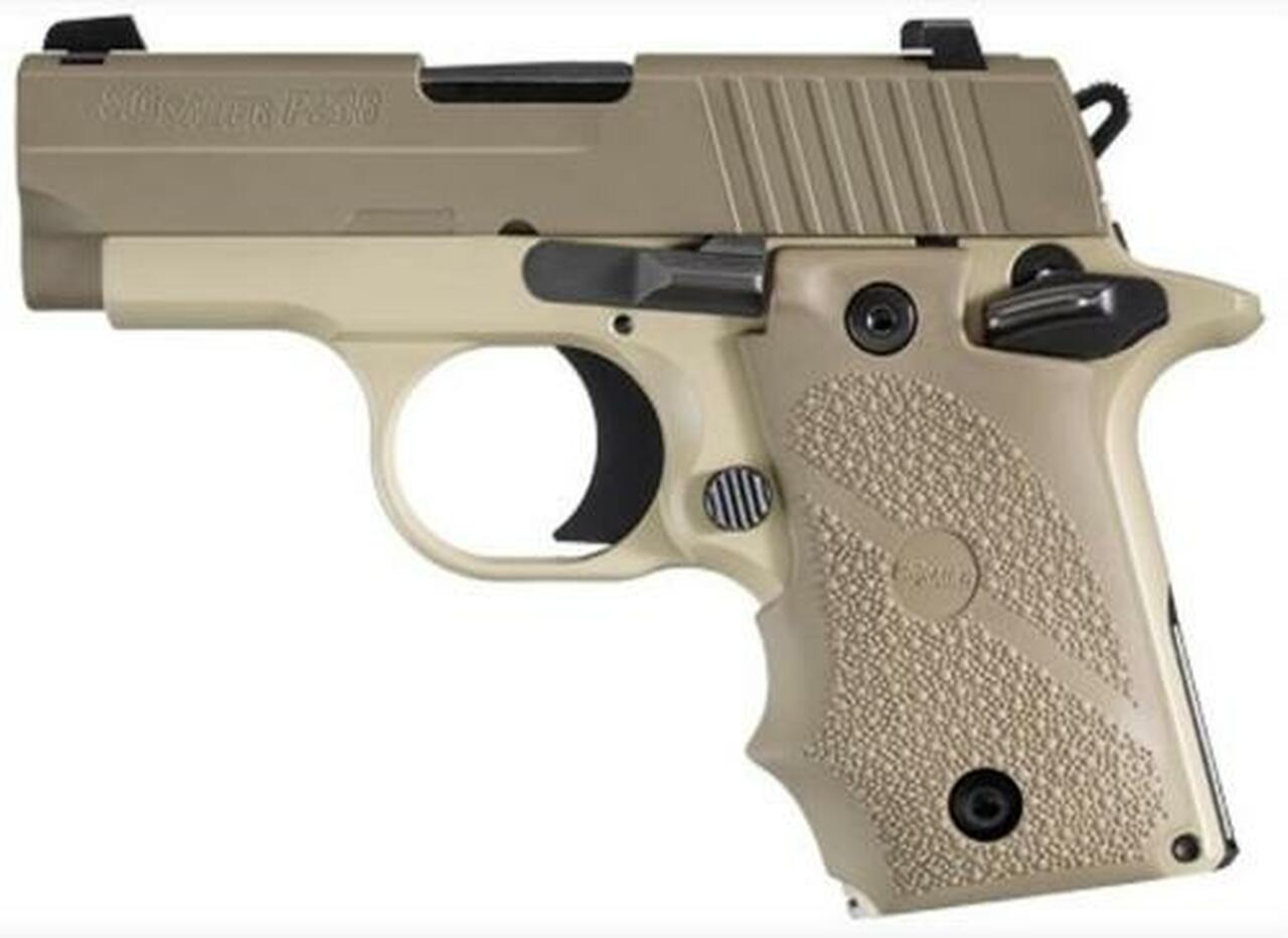 Sig Sauer, P238, Desert, Single Action Only, Compact, 380ACP, 2.7″ Barrel, Alloy Frame, Tan Finish, Rubber Grip, Night Sights, 7Rd, 1 Magazine