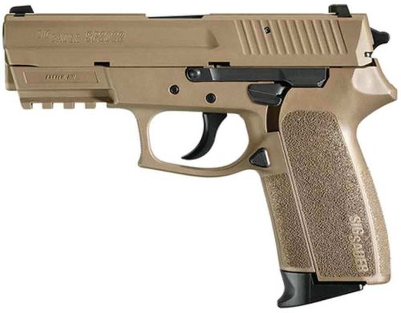 Sig Sp2022 9MM 3.9In Flat Dark Earth Da/Sa Siglite Flat Dark Earth Polymer Grip (2) 15Rd Steel MAG Rail