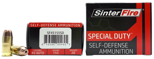 SinterFire Inc Special Duty 45 ACP, 155gr, Frangible Hollow Point, 20rd Box