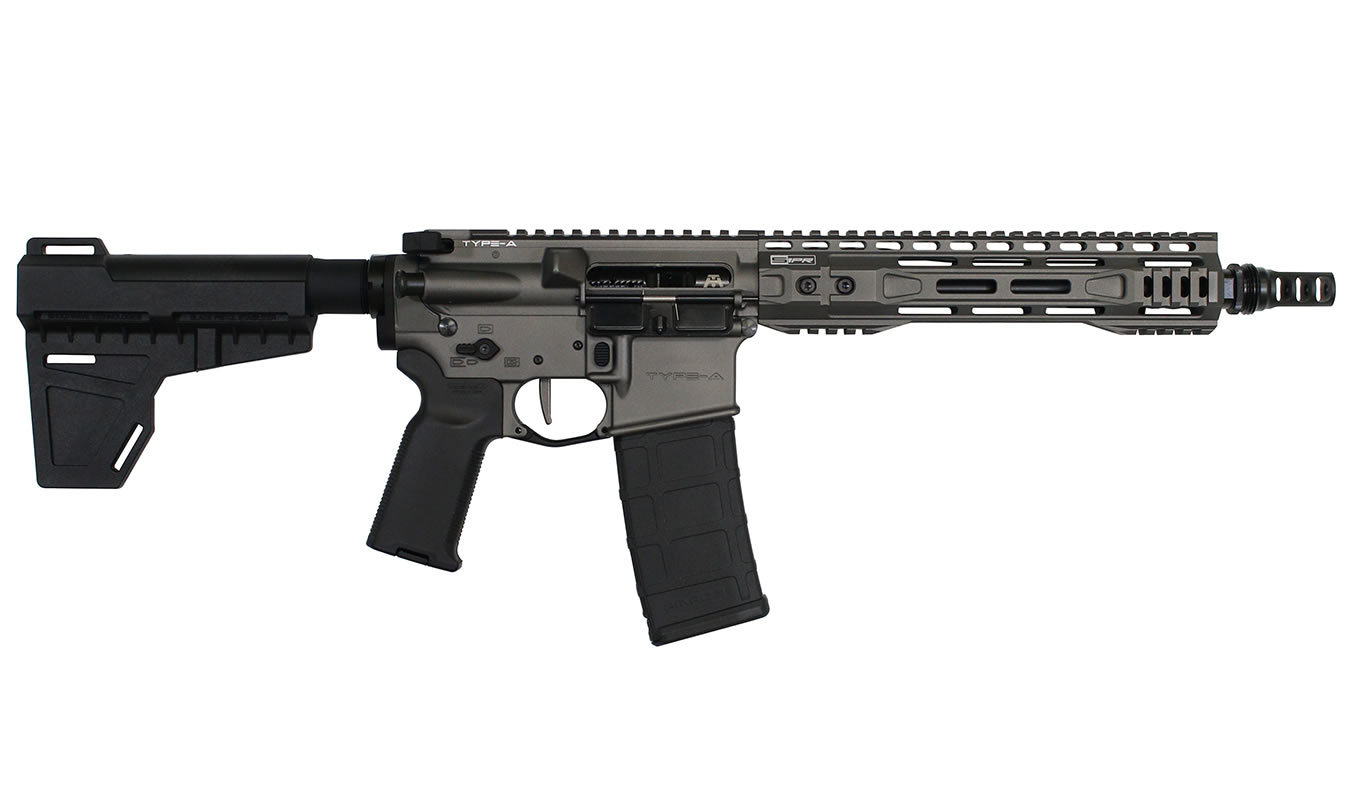 SIPR Type-A 5.56mm Pistol with Shockwave Blade Stock and Tungsten Finish