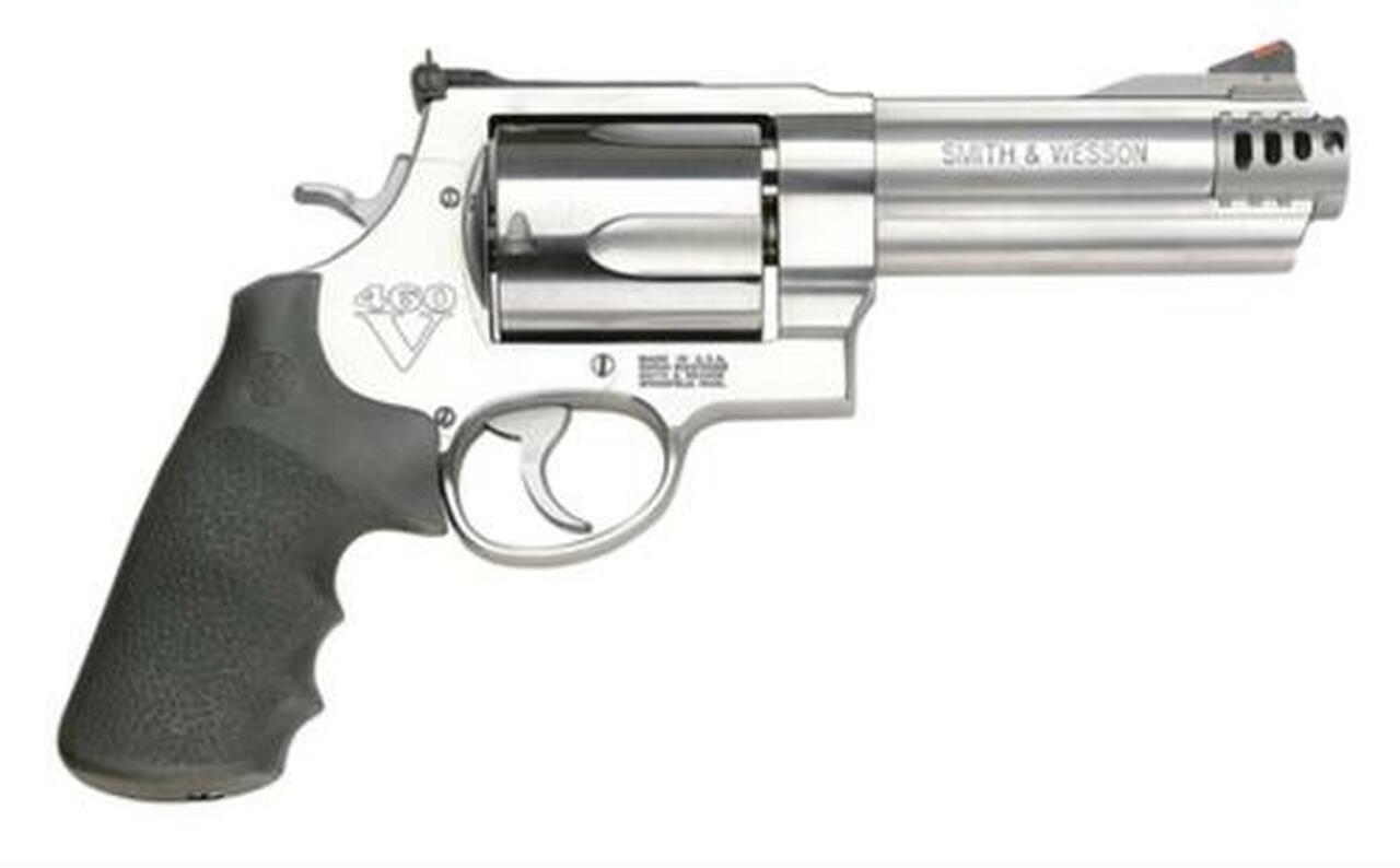 Smith & Wesson 460XVR 460 S&W, 5″ Barrel,Stainless Steel Frame, Satin Stainless Finish, Adjustable rear Sight, Rubber Grip, 5 Rounds