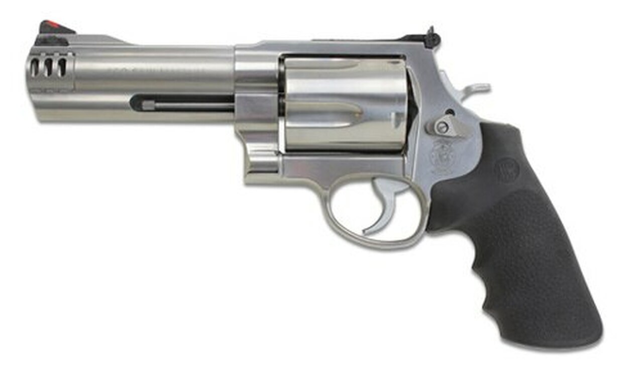 Smith & Wesson 460XVR 460 S&W, 5″ Barrel,Stainless Steel Frame, Satin Stainless Finish, Adjustable rear Sight, Rubber Grip, 5 Rounds