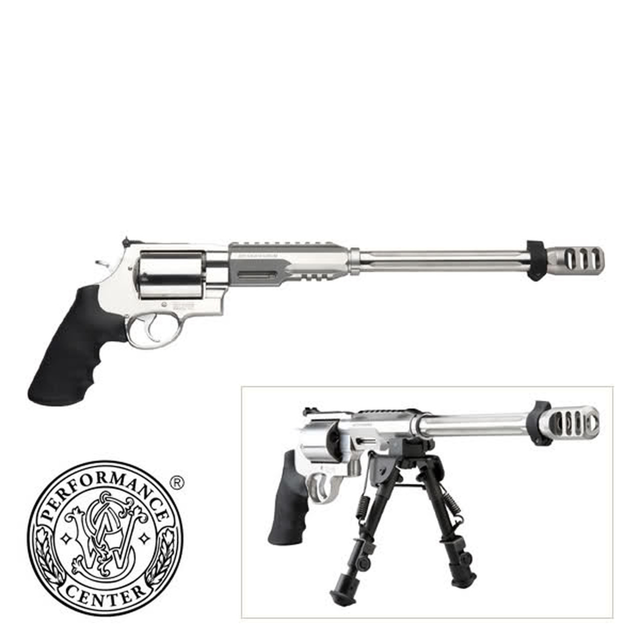 Smith & Wesson 460XVR Performance Center .460SW 14″ Fluted Barrel, Glassbead Finish, Picatinny-Style Rail, Bipod