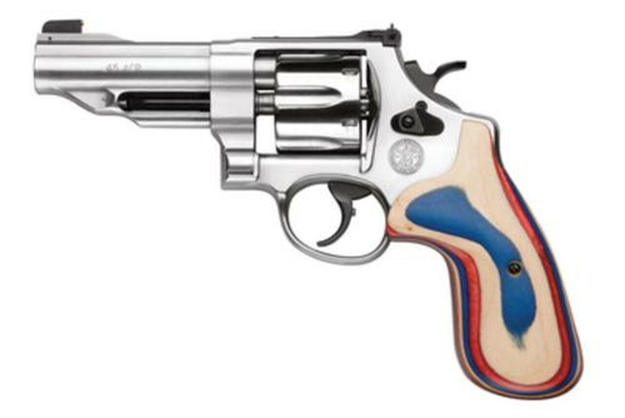 Smith & Wesson 625 45 ACP, 4″ Barrel, Stainless Steel, Satin Combat Houge Grips