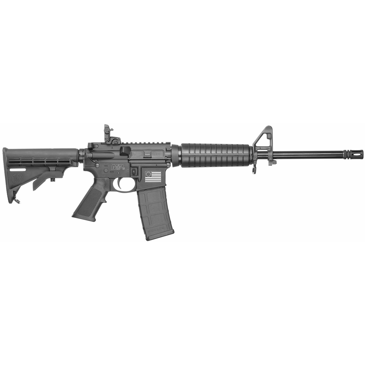 Smith & Wesson M&P 15 Sport II AR-15 5.56mm, 16″ Barrel, Black, 6 Position Stock, Betsy Ross Flag, 30rd
