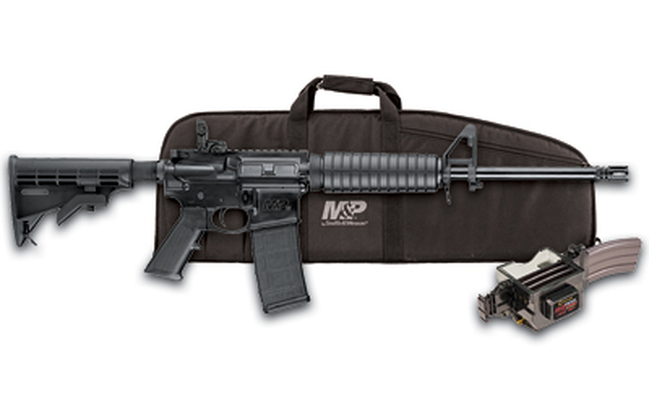 Smith & Wesson M&P 15 Sport II Kit 5.56/223, 16″ Barrel, Flip Sights, Caldwell Mag Charger, Gun Case, 30rd Mag
