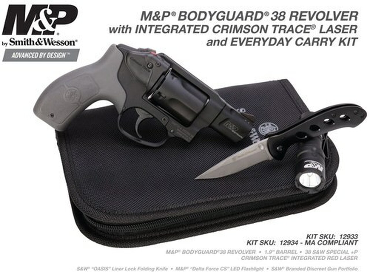 Smith & Wesson M&P Bodyguard Everyday Carry Kit 38 Special+P, 1.9″ Barrel, Crimson Trace, 5rd