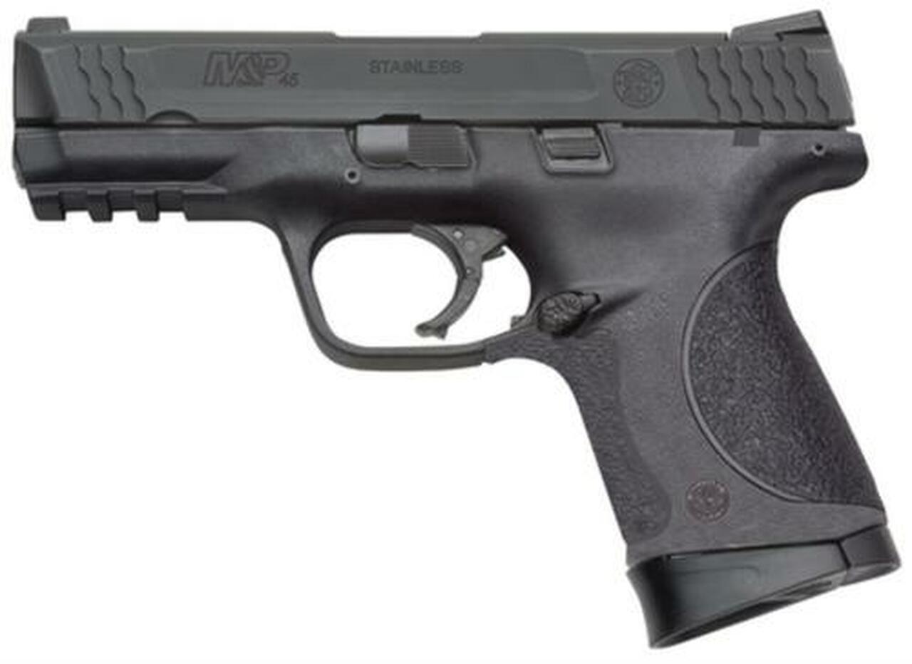 Smith & Wesson, M&P, Compact, 45ACP, 4″ Barrel, Polymer Frame, Black, Low Profile Carry Sights, 8rd, 2 Magazines, Manual Thumb Safety