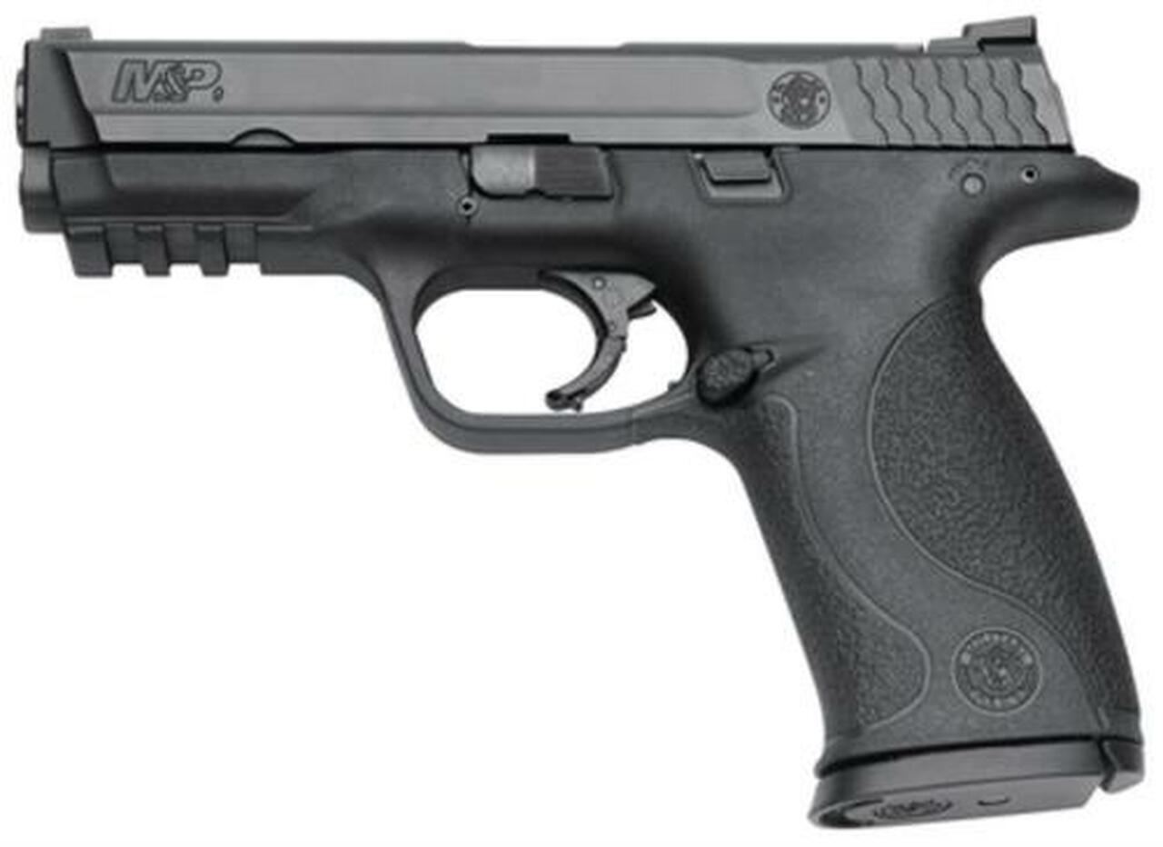 Smith & Wesson M&P Full Size 9mm, 4.25″ Barrel, Black Melonite Finish, 10 Pound Trigger White Dot Sights With Mag Safety 10 Round – Ma Compliant