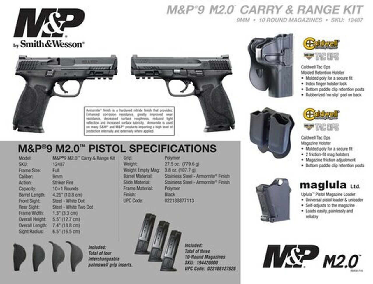 Smith & Wesson M&P M2.0 9mm, 4.25″, Carry and Range Kit, 3x10rd