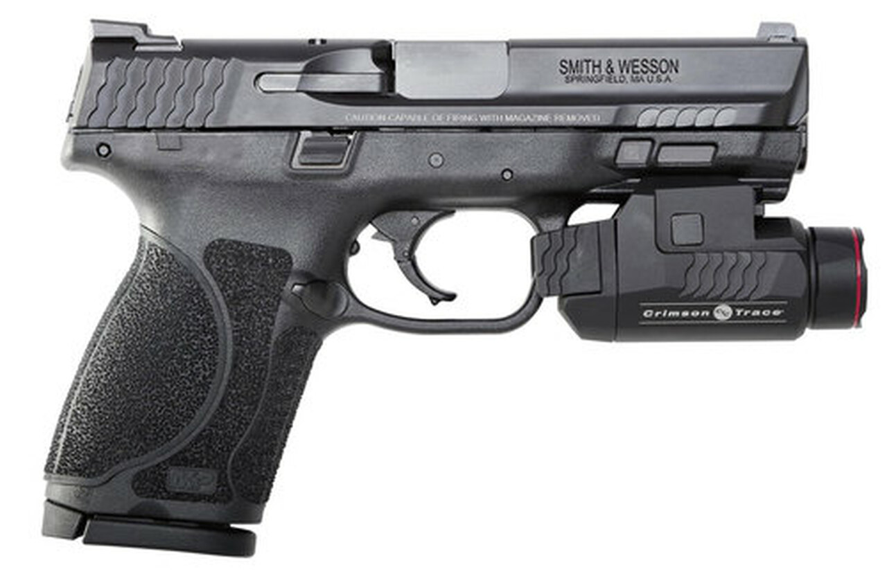 Smith & Wesson M&P M2.0 Compact, 9mm, 4″, 15rd, Crimson Trace Rail Master, Manual Safety, Black