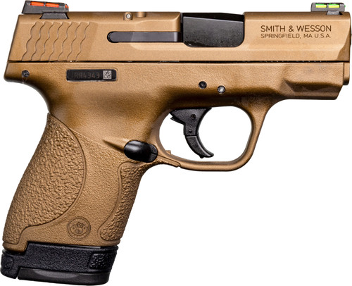 Smith & Wesson M&P Shield 9mm, 3.1″ Barrel, Burnt Bronze Cerakote, CA Compliant, 8rd
