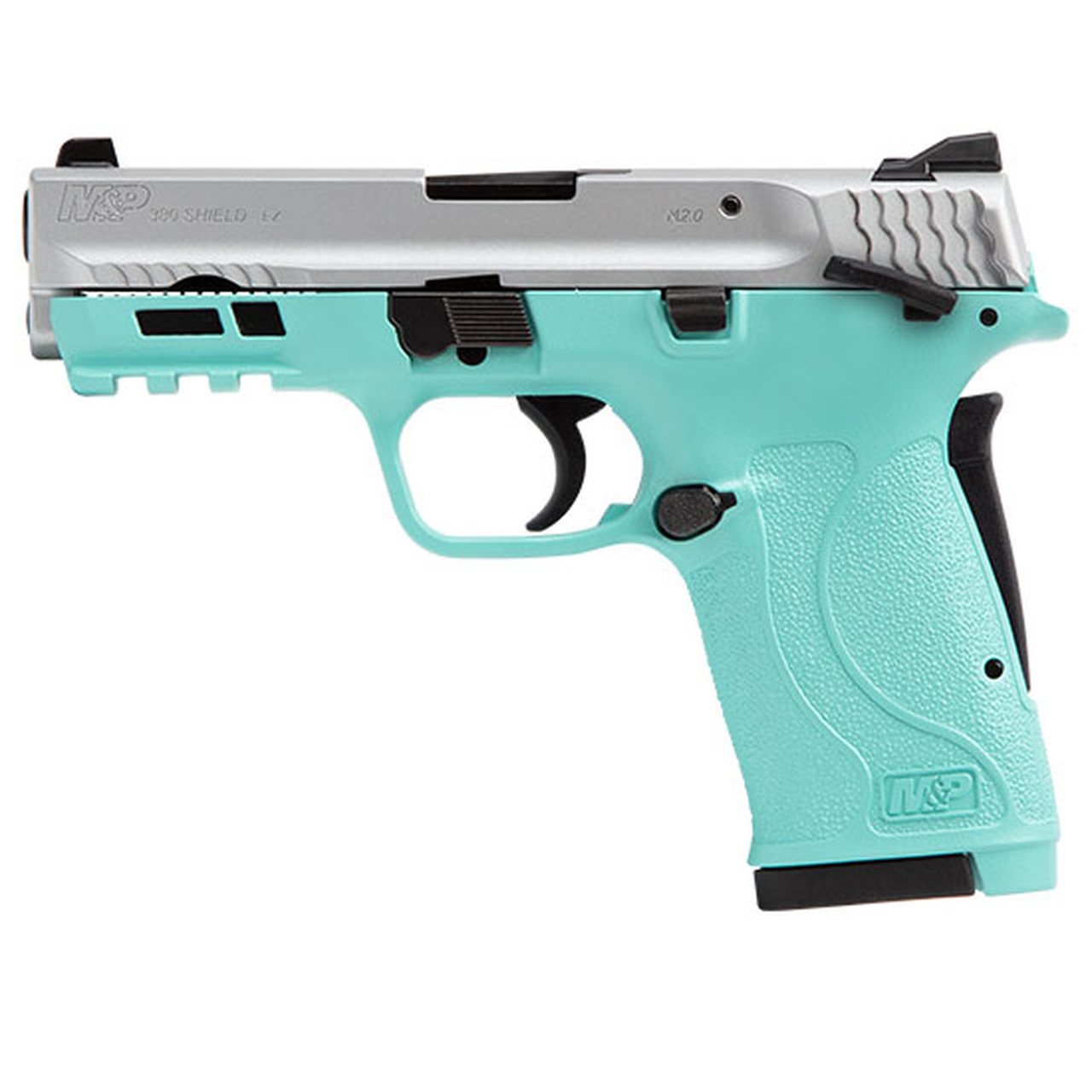 Smith & Wesson M&P Shield EZ .380 ACP, 3.6″ Barrel, Robin Egg Blue, Silver Slide, 8rd