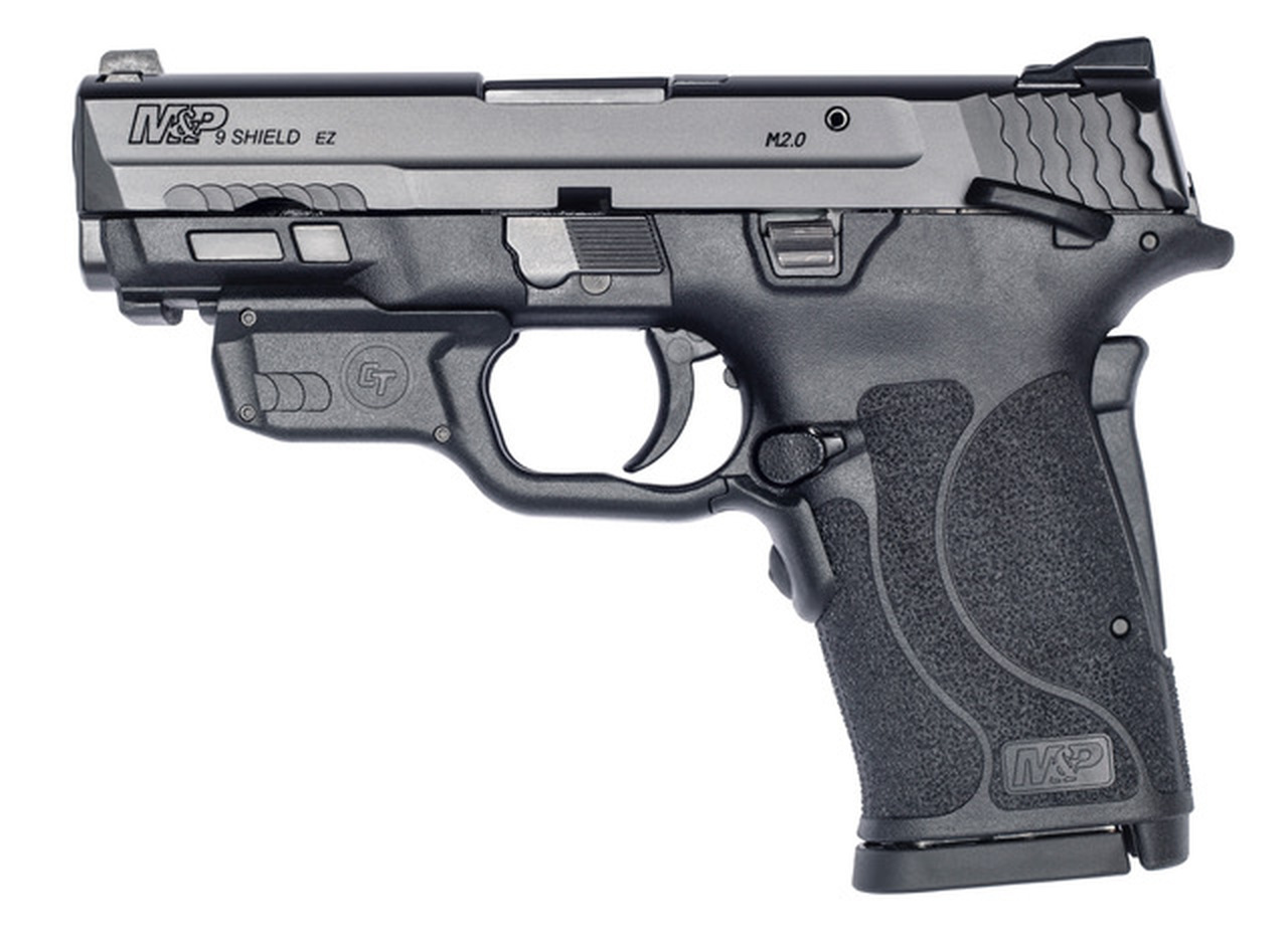 Smith & Wesson M&P Shield EZ M2.0 Compact 9mm, 3.675″ Barrel, Crimson Trace Laser, Manual Safety, Black, 8rd