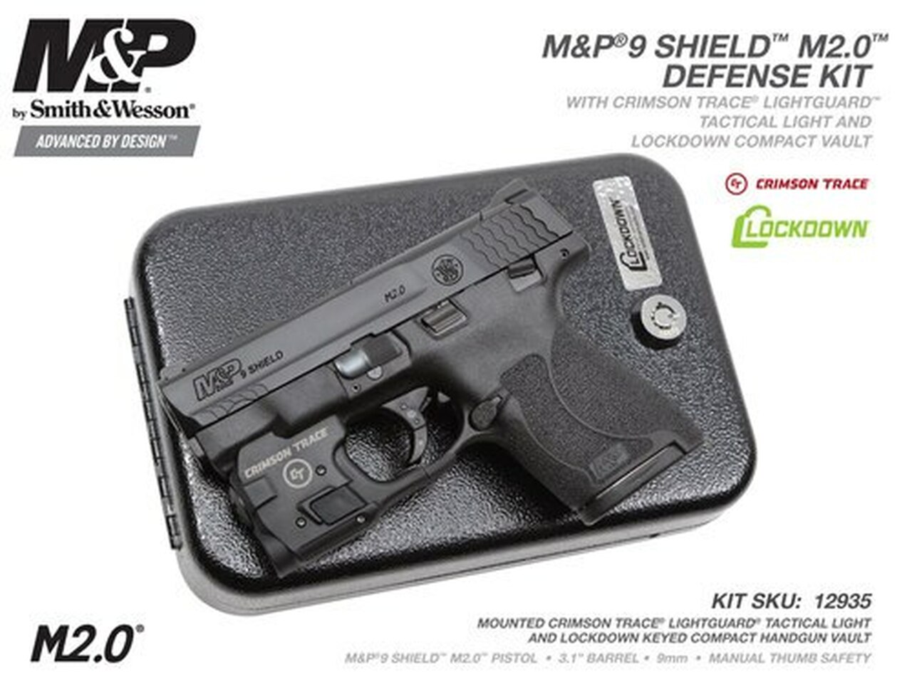 Smith & Wesson M&P Shield M2.0 Defense Kit 9mm, Crimson Trace, Vault, 2x8rd