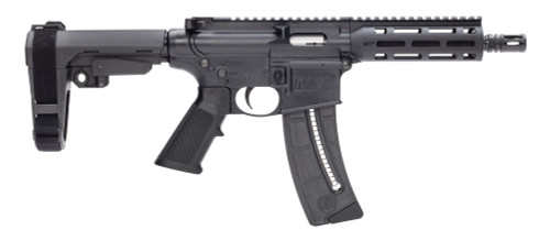 Smith & Wesson M&P15 Pistol 22 LR 8″ Black Carbon Steel Barrel 25rd, NO BRACE, Black Magpul MOE Grip, Manual Safety, Optics Ready