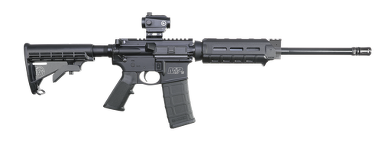 Smith & Wesson M&P15 Sport II OR Magpul MOE with CTS-103 5.56 NATO 16″ Barrel, 6-Pos Synthetic Black Stock Black Matte/Black Armornite Barrel, 30rd