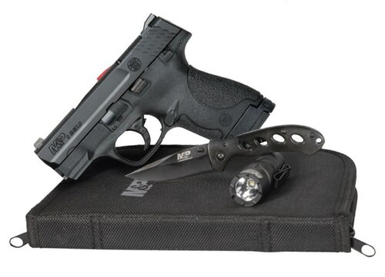 Smith & Wesson M&P9 Shield 9mm *CA* EDC Kit, 3.1″ Barrel, Fixed Sights, Black, 2x 8rd