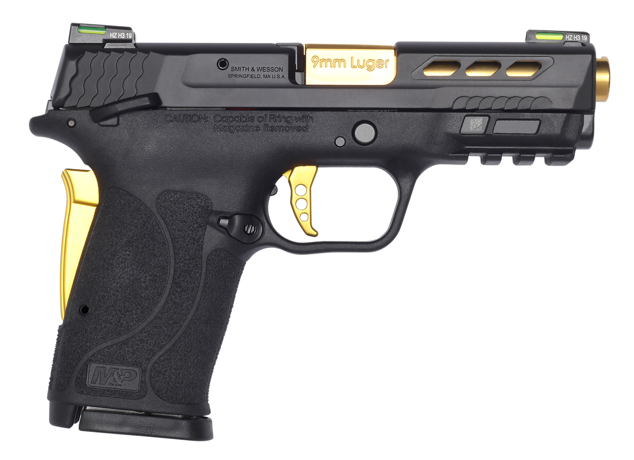 Smith & Wesson Performance Center Shield EZ, Semi-automatic, Compact, 9mm, 3.8″ Ported Barrel, Grip Safety,Hi-Viz Litewave Sights