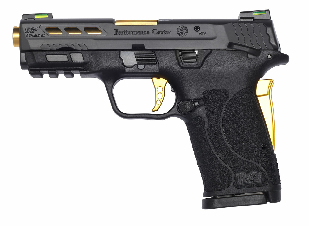 Smith & Wesson Performance Center Shield EZ, Semi-automatic, Compact, 9mm, 3.8″ Ported Barrel, Grip Safety,Hi-Viz Litewave Sights