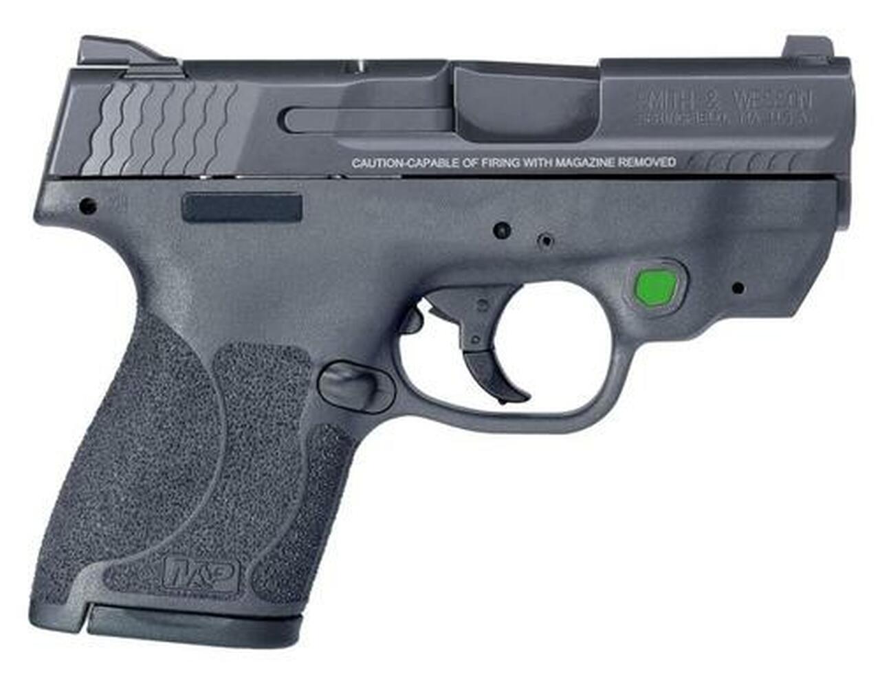Smith & Wesson, Shield M2.0, Semi-automatic, Striker Fired, Compact, 40 S&W, 3.1″, Polymer, Black, 6Rd & 7Rd, 2 Mags, Crimson Trace Green Laser, Thumb Safety, Fixed Sights