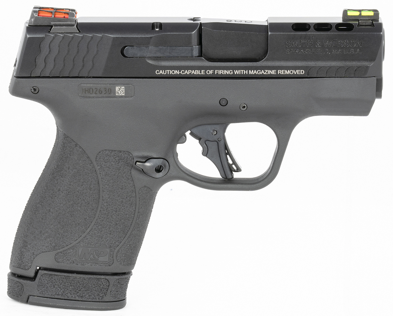 Smith & Wesson, Shield Plus, Performance Center, Includes EDC Kit – Oasis Liner Lock Folding Knife & Delta Force CS LED Flashlight, Striker Fired, Micro Compact, 9mm, 3.1″ Ported Barrel, Polymer Frame, Thumb Safety, Fiber Optic Sights, Flat Face Trig
