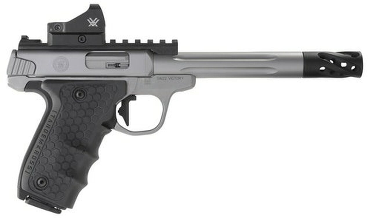 Smith & Wesson SW22 Victory Performance Center 22LR 6″ Fluted Barrel Target Wred Dot Sight And Muzzle Brake