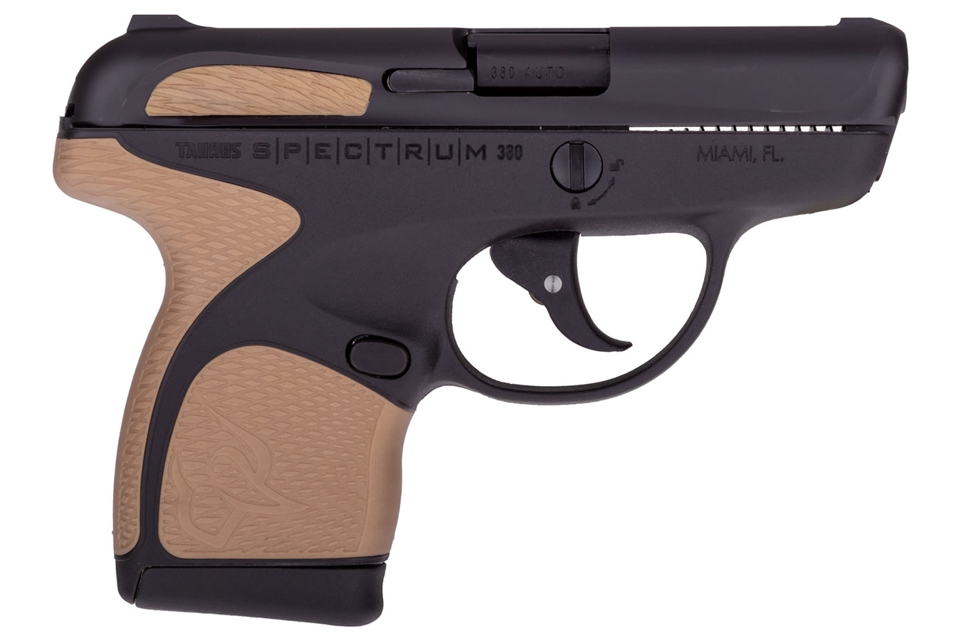 Spectrum .380 Auto Black Pistol with Bronze Gold Metallic Grips