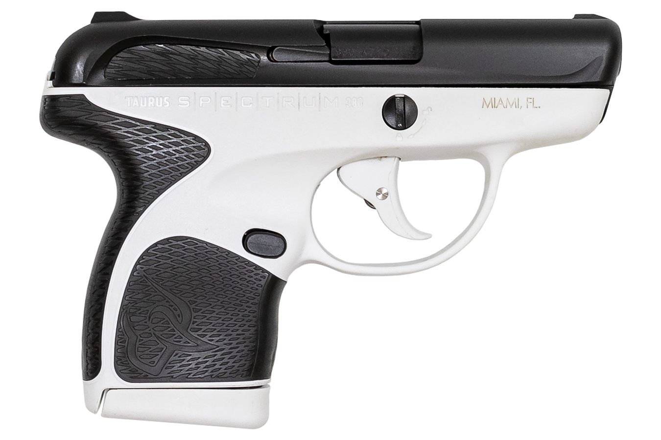 Spectrum .380 Auto White/Black Pistol with Black Grips