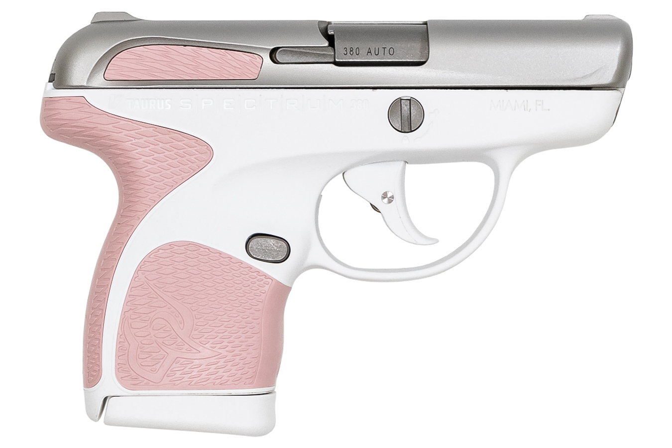 Spectrum .380 Auto White/Stainless Pistol with Pink Grips
