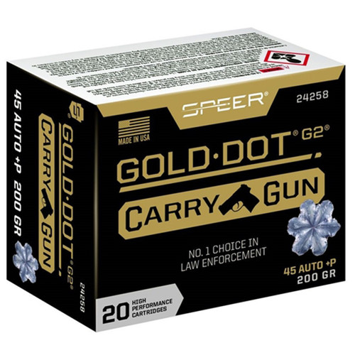 Speer Gold Dot Carry Gun 45 ACP +P, 200gr, Hollow Point, 20rd Box