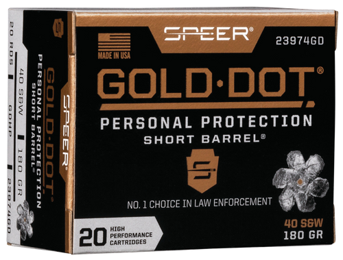 Speer Speer Gold Dot Personal Protection, 40S&W, 180gr, Hollow Point, 20Bx