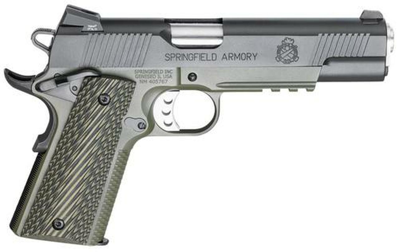 Springfield 1911 Loaded M.C. Operator 45 ACP 5″ Barrel OD Green Frame, G10 Grips 7rd Mag