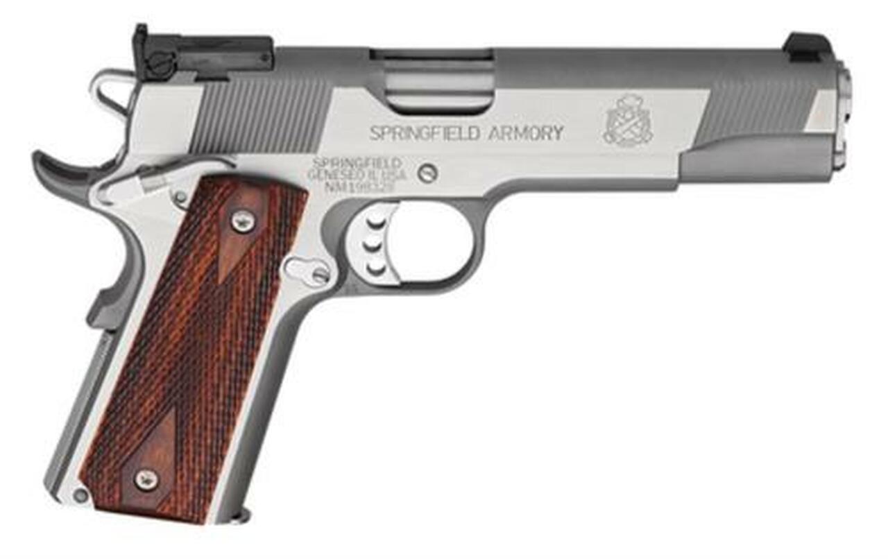 Springfield 1911 Service Target Pistol 45 ACP, 5″, Cocobolo Wood Grip, Stainless Finish, 7 Rd