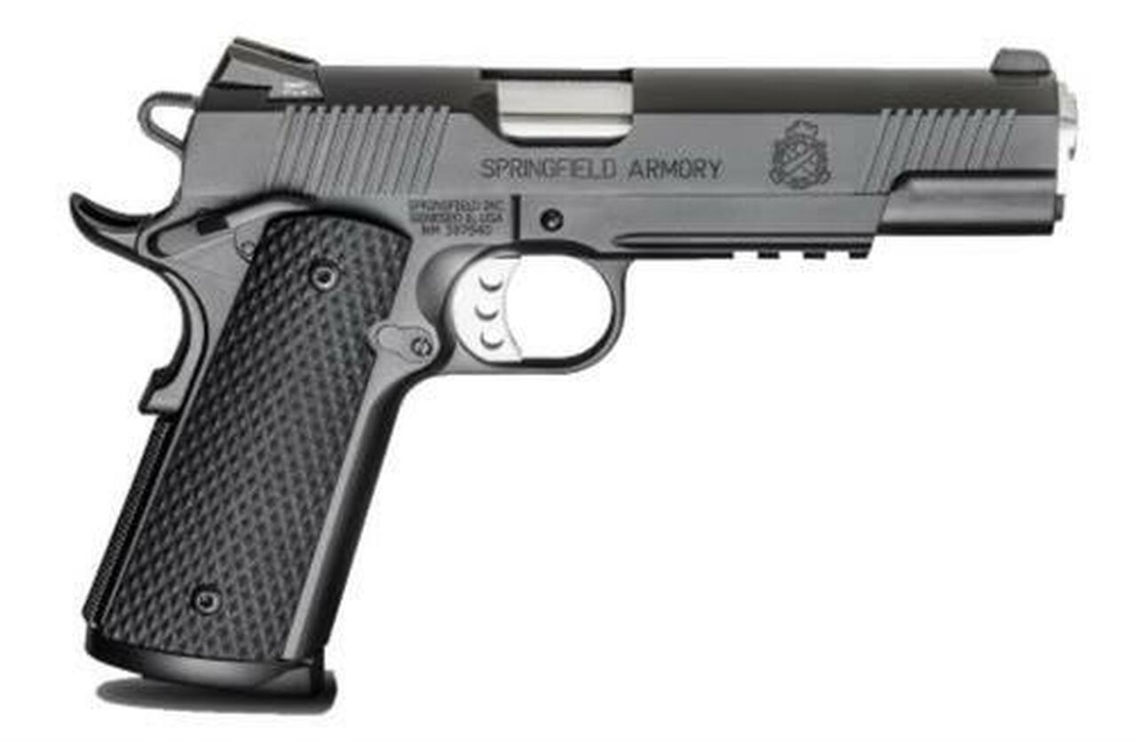 Springfield 1911 Single 45 ACP 5″ Barrel, Black G10 Grip Black Armo, 8rd