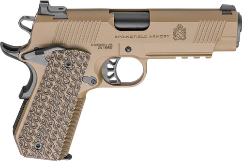 Springfield 1911 TRP 45 ACP, 4.25″ Barrel, Coyote Brown Cerakote, G10 Grips, 3x7rd Mags