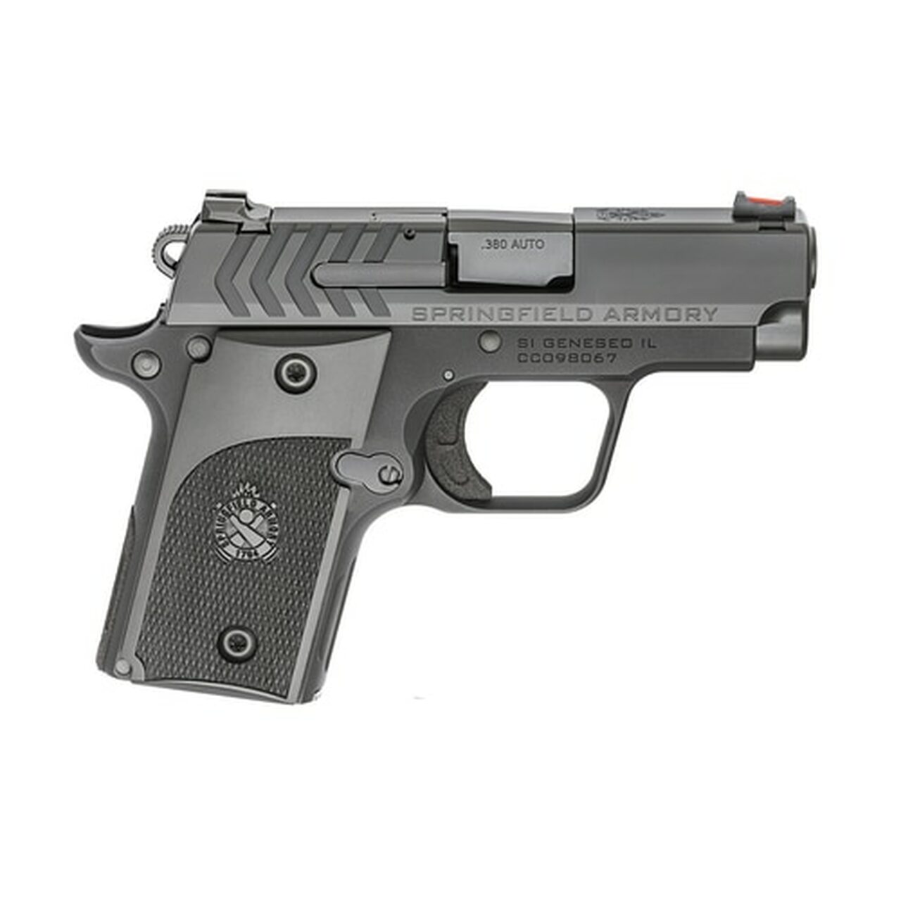 Springfield 911 Alpha, 1911 Micro Compact, 380ACP, 2.7″ Barrel, Fiber-optic Front Sight, Black Nitride Finish, 6Rd Mag