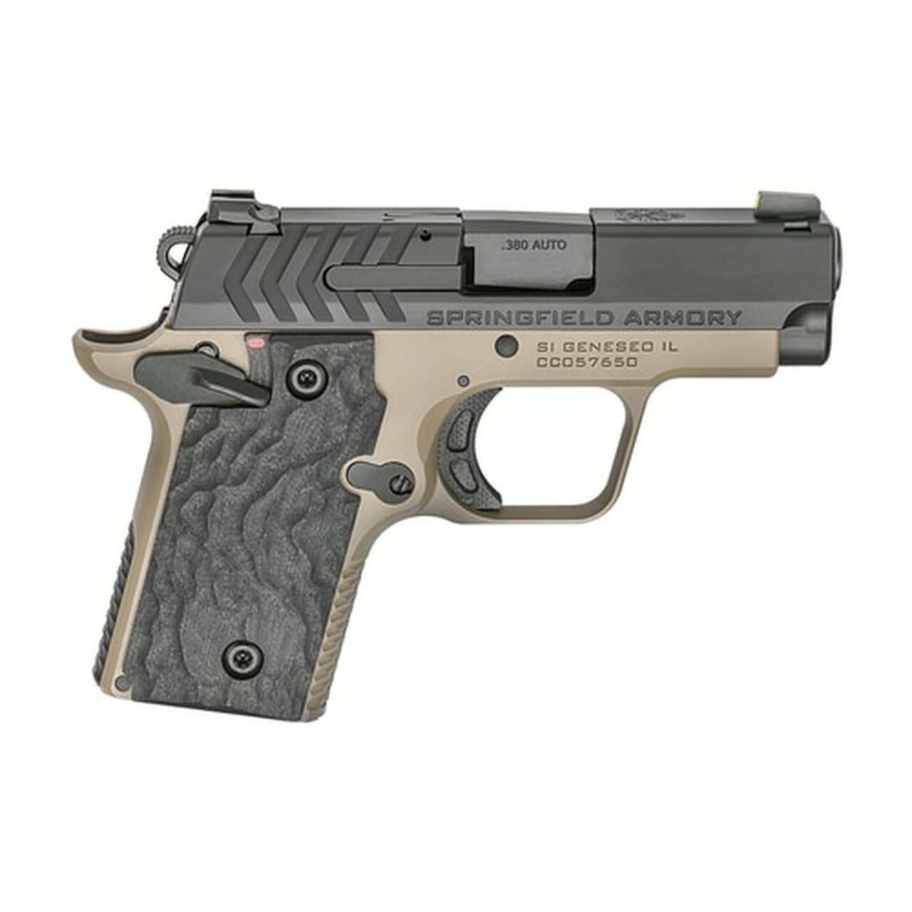 Springfield 911 Micro Compact 380ACP 2.7″ Barrel, Alloy Frame, Desert Flat Dark Earth Cerakote, 1-6Rd & 1-7Rd Mag, Night Sights