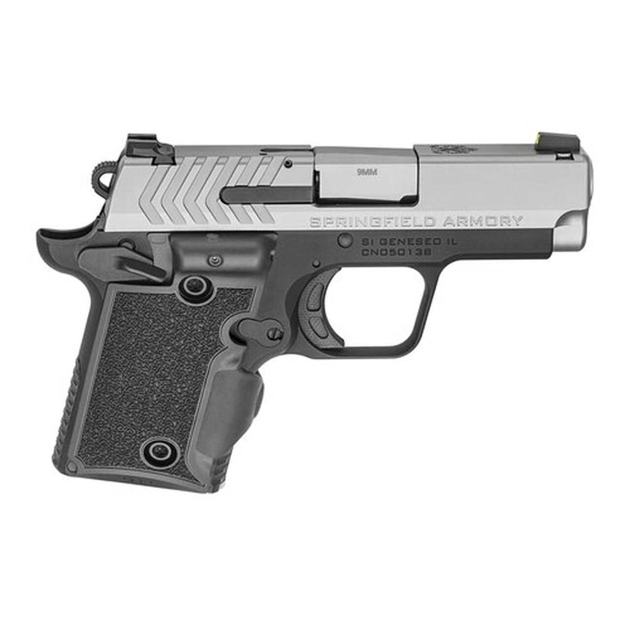Springfield 911 Micro Compact 9MM 3″ Barrel, SS Slide, Viridian Green Laser, Tritium Night Sights 1-6Rd & 1-7Rd Mag