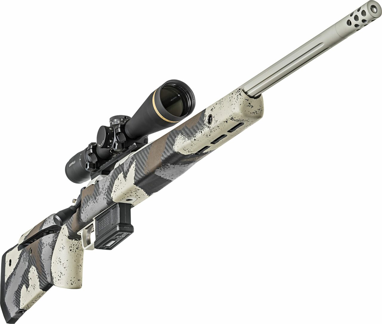 Springfield Model 2020 Waypoint 308 Win, 20″ Carbon Fiber Barrel, SA Radial Brake, Green, Mil-Spec Green Cerakote, Evergreen Camo Carbon Fiber Stock M-LOK, TriggerTech Adj Trigger, AICS 5rd Mag