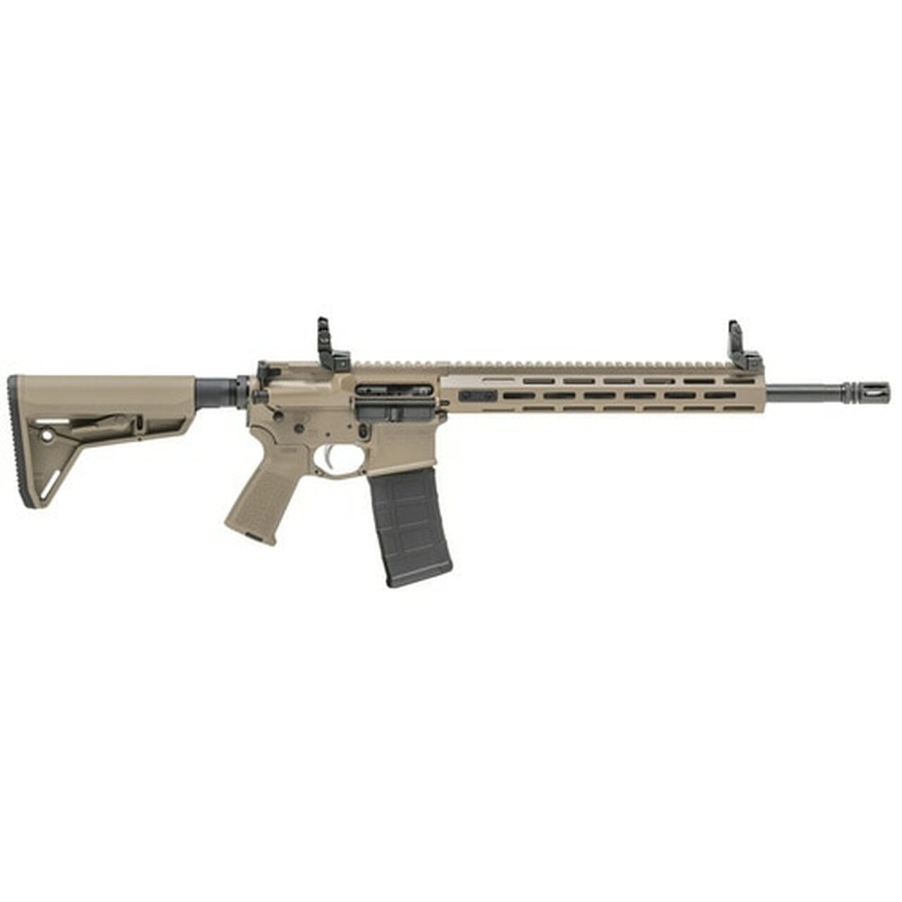 Springfield SAINT AR-15 223/556 16″ Barrel, Flat Dark Earth Magpul Stock and Grip, M-Lok Handguard, 30Rd PMAG, Flip Up Sights