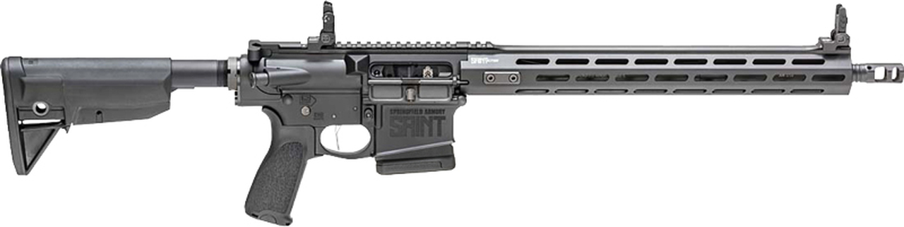 Springfield SAINT VICTOR AR-10, 308 Winchester, 16″ Lightweight Profile Barrel, 1:10″ Twist, Black, Bravo Company 6-Position Stock, Bravo Company Mod.3 Grip, 1 Mag, 10Rd, 15″ M-LOK Rail, Front/Rear Flip Sights