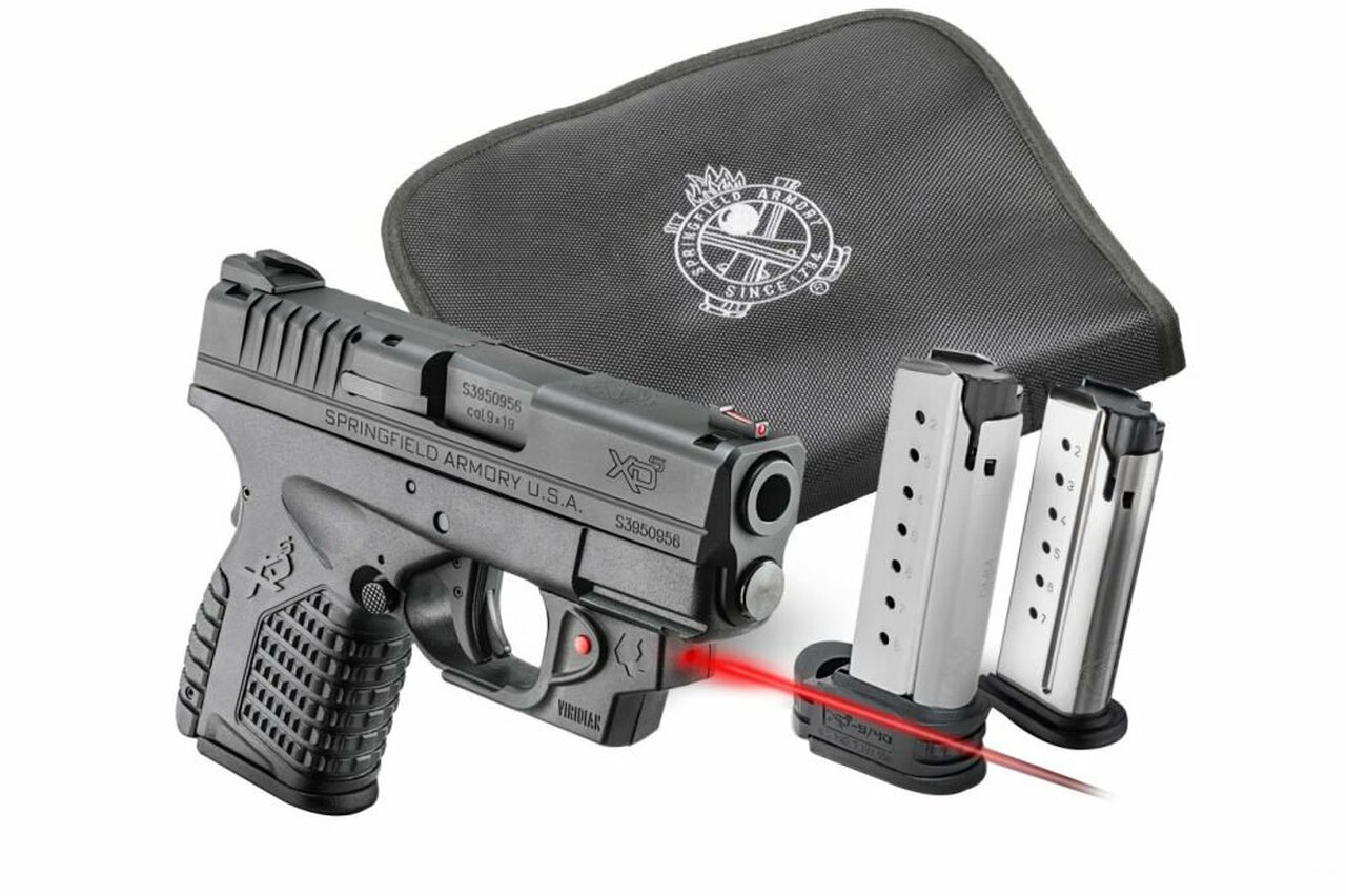 Springfield XD-S 45 Conceal Kit, Laser 3.3″ Barrel Viridian Red Laser, Notebook Holster & 2 Mags