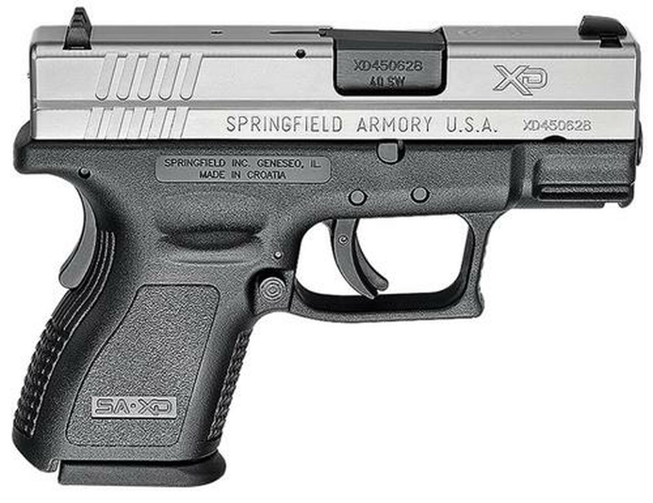 Springfield XD Sub-Compact 40SW 3″ Barrel Ultra Safety Assurance Trigger, SS Slide 9 Rd Mag