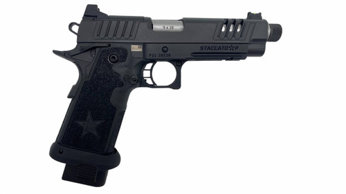 Staccato 2011 Staccato P 9mm, 5″ Stainless Threaded Barrel, Optic Ready, Black, 17rd