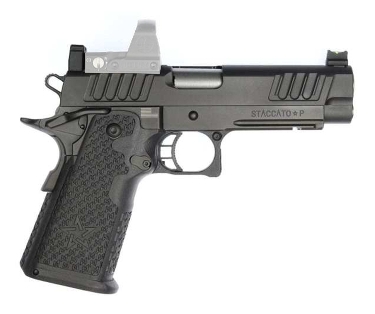 Staccato P DUO 9mm, 4.4″ Bull Barrel, Tactical DUO Sights, Black DLC, 17/20rd